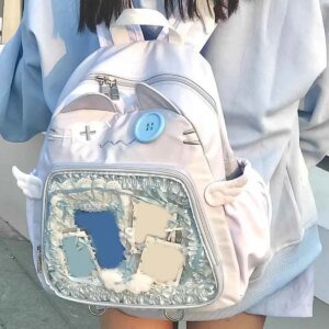 Kawaii Cat Ita Backpack – Transparent Japanese Style School Bag