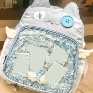 Kawaii Cat Ita Backpack – Transparent Japanese Style School Bag